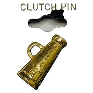 Lot of 10 Vintage Stella Clutch Cheerleader Pins Brass Tone Megaphone Jewelry